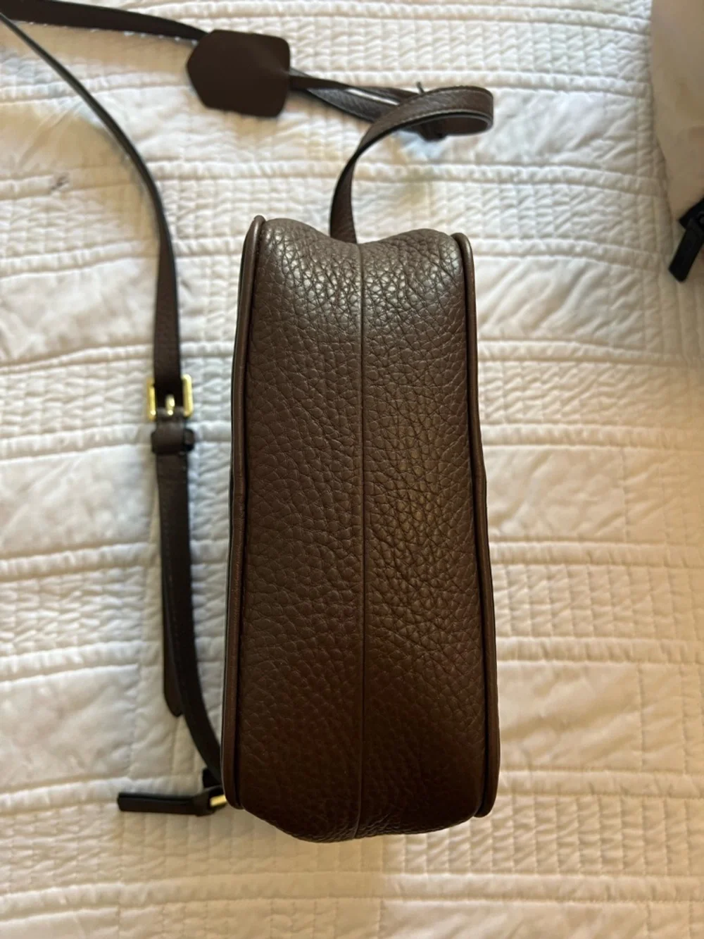 Tory Burch Dark Brown Pebbled Leather Camera Bag with Gold Logo - Picture 3 of 5